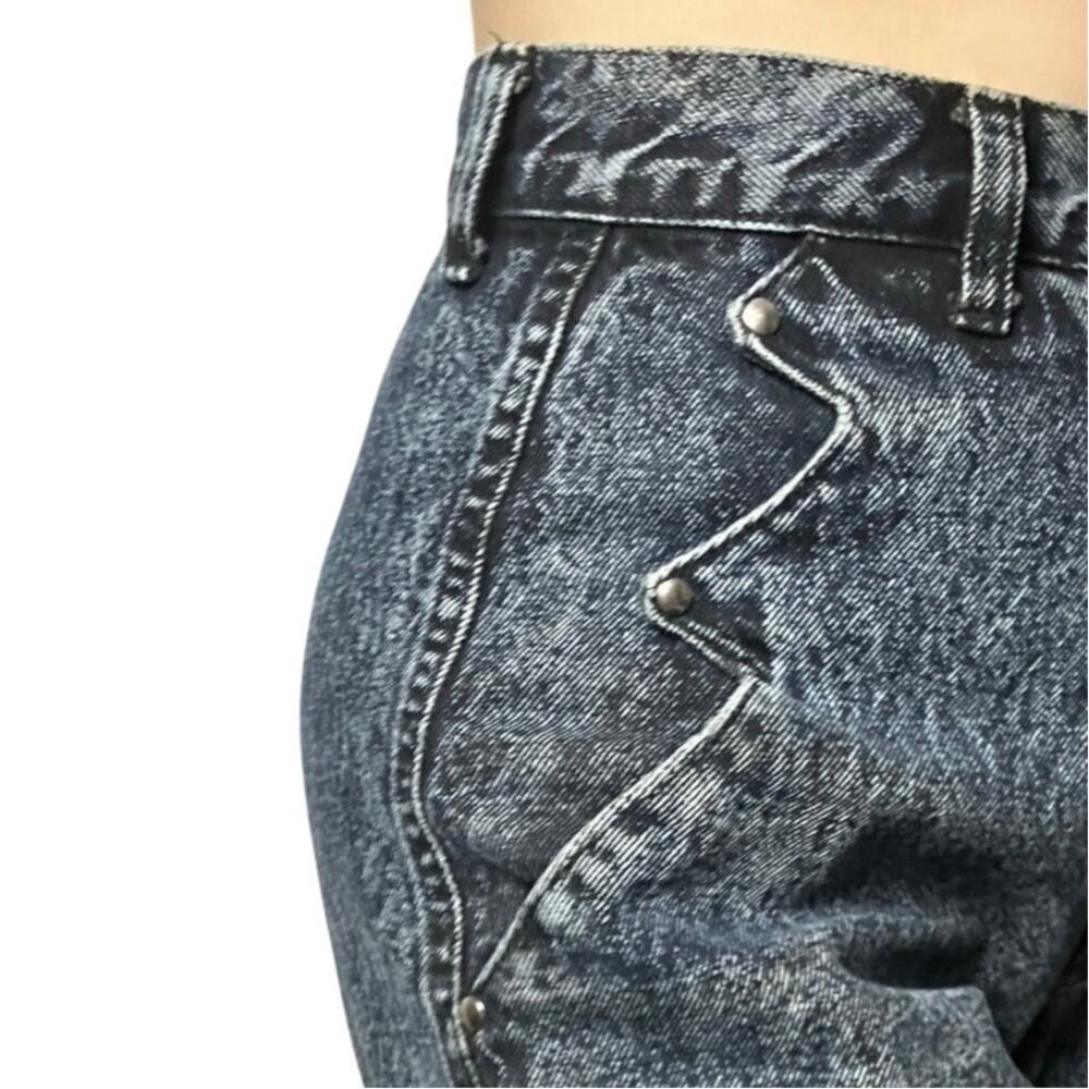 Vintage Roper Bareback Acid Wash Western Mom Jeans Zig Zag Pocket High Rise USA